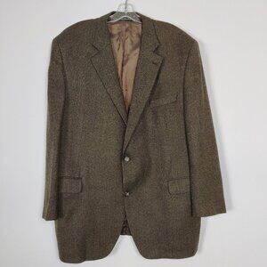 Lanza Collezione Men's Blazer Size 48L Brown Pin Check Plaid Business Casual